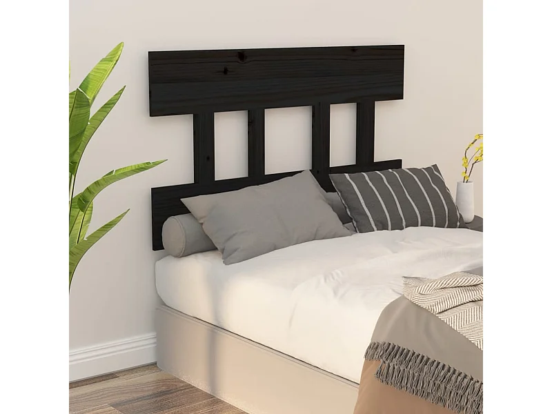 Testiera per Letto Nera 78,5x3x81 cm Legno Massello di Pino
