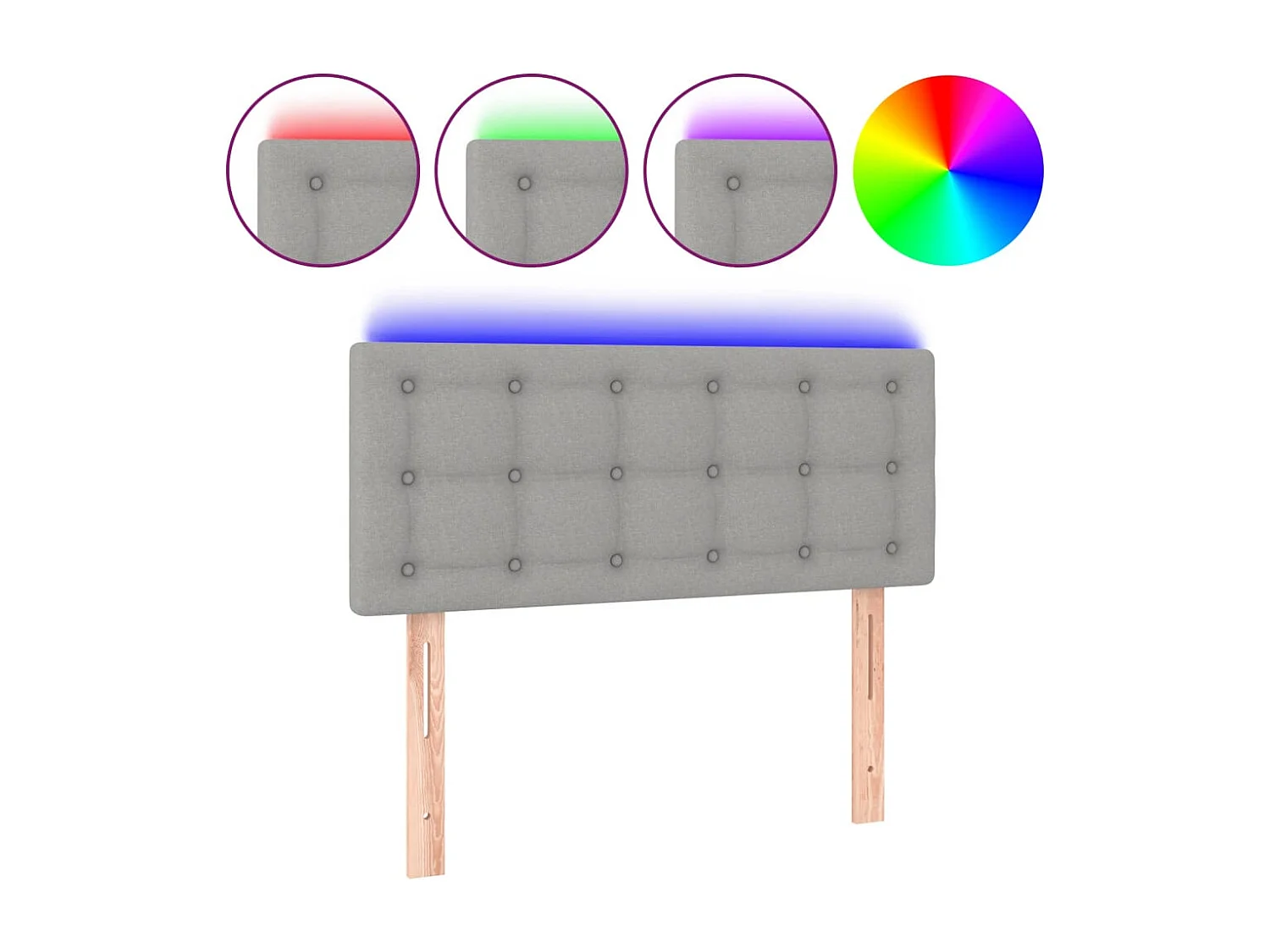 Hoofdbord LED 90x5x78/88 cm stof lichtgrijs