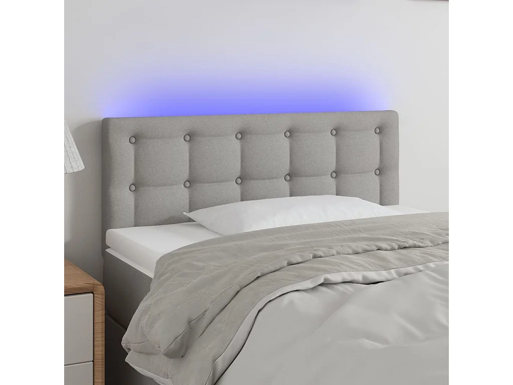 Hoofdbord LED 90x5x78/88 cm stof lichtgrijs