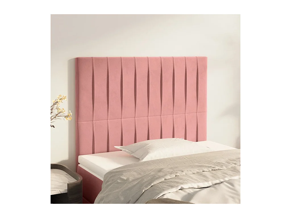 Têtes de lit 2 pcs Rose 100x5x78/88 cm Velours