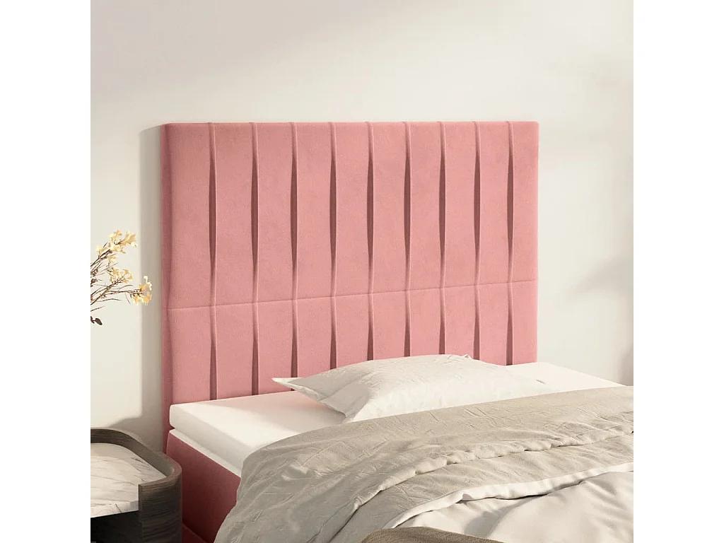 Cabecero de cama rosa 100x5x118/128 cm Terciopelo