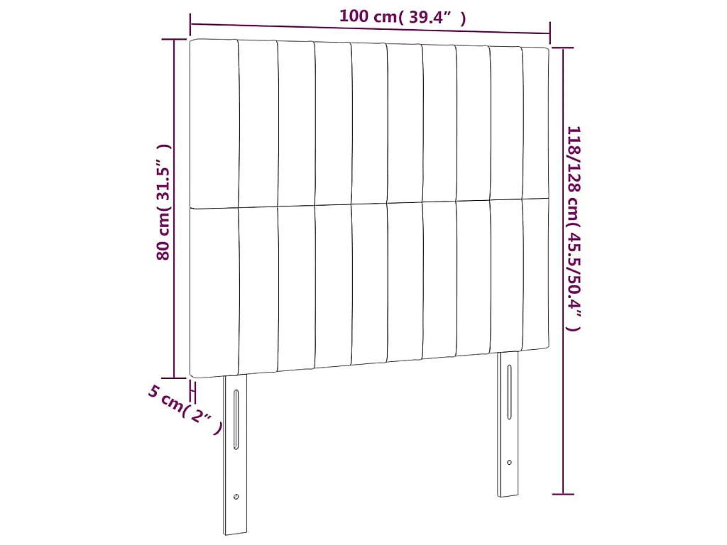 Tête de lit Rose 100x5x118/128 cm Velours
