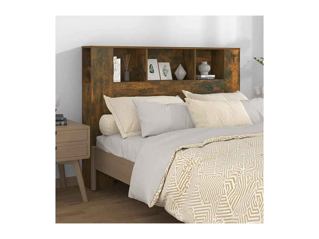 Armoire de tête de lit Chêne fumé 140x18,5x104,5 cm