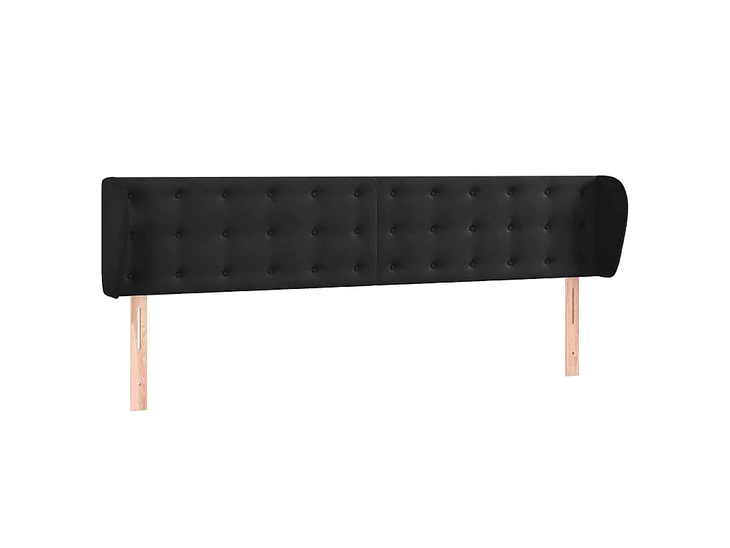 Tête de lit avec oreilles Noir 203x23x78/88 cm Velours