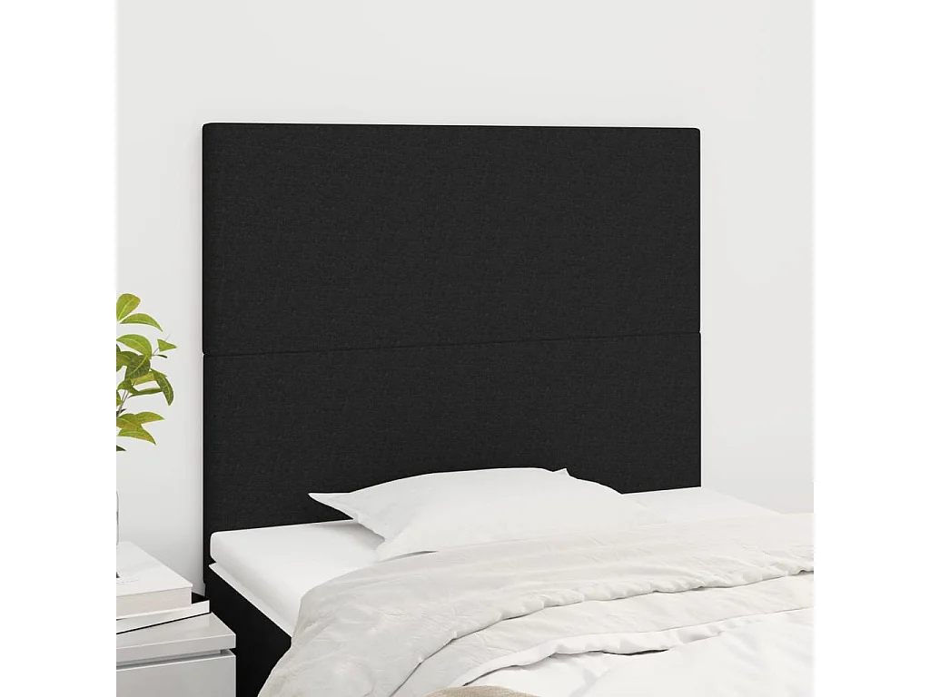 Hoofdbord zwart 80x5x118/128 cm stof