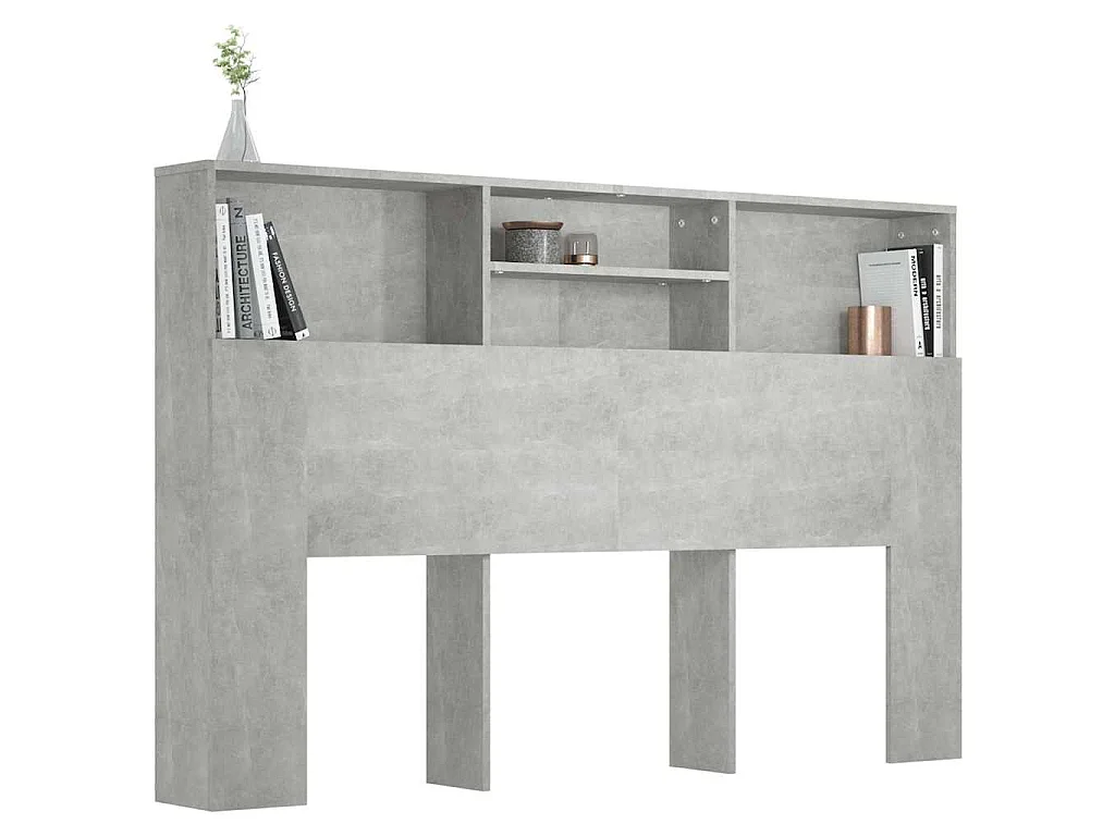 Armoire de tête de lit Gris béton 160x19x103,5 cm