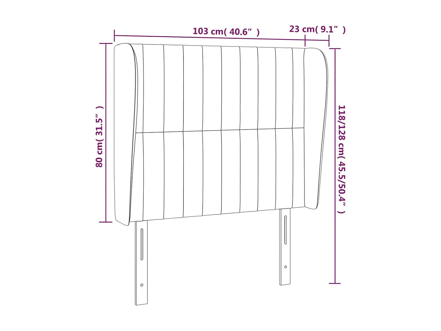 Cabeceira cama c/ abas veludo 103x23x118/128 cm cinzento-claro