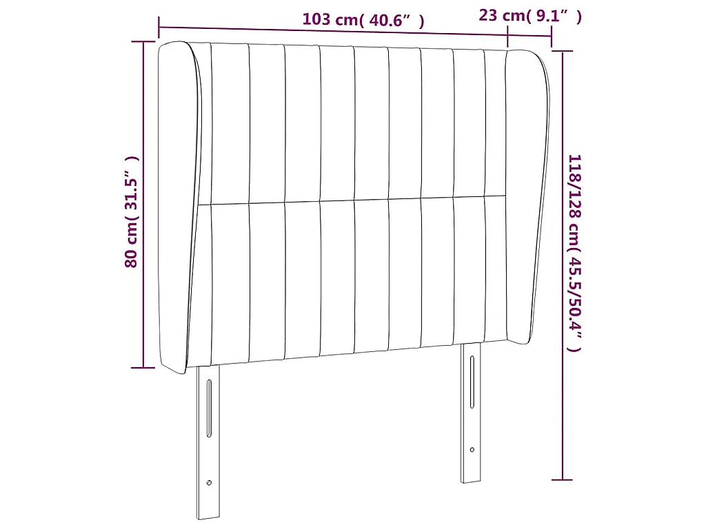Testiera ad Orecchio Grigio Chiaro 103x23x118/128 cm in Velluto