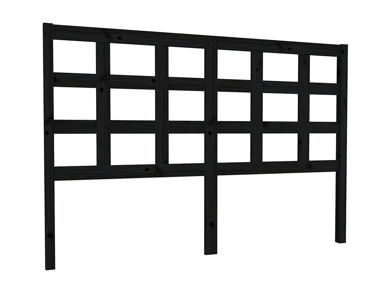 Tête de lit Noir 145,5x4x100 cm Bois massif de pin