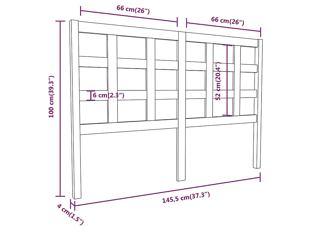 Hoofdbord 145,5x4x100 cm massief grenenhout zwart