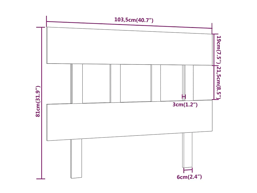 Tête de lit Gris 103,5x3x81 cm Bois massif de pin
