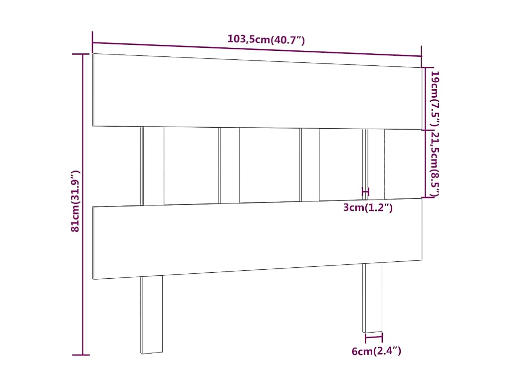 Tête de lit Gris 103,5x3x81 cm Bois massif de pin