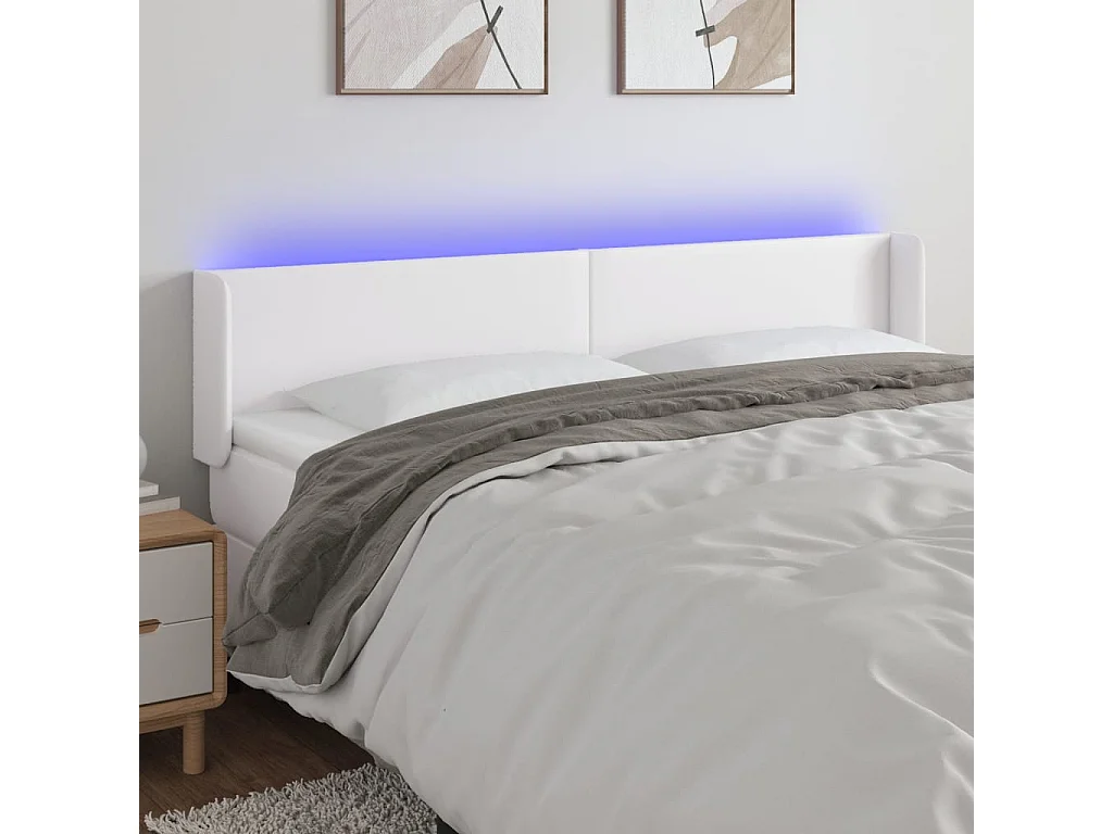 Tête de lit à LED Blanc 163x16x78/88 cm Similicuir