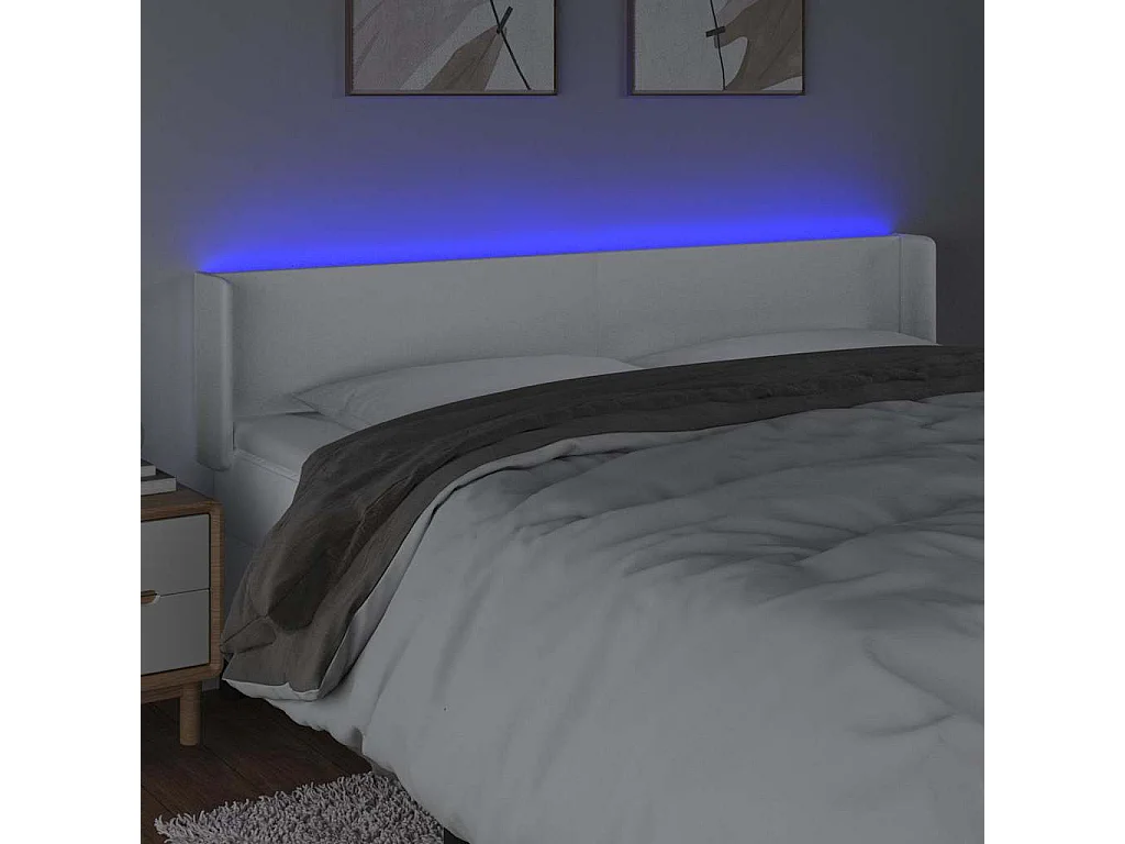 Tête de lit à LED Blanc 163x16x78/88 cm Similicuir
