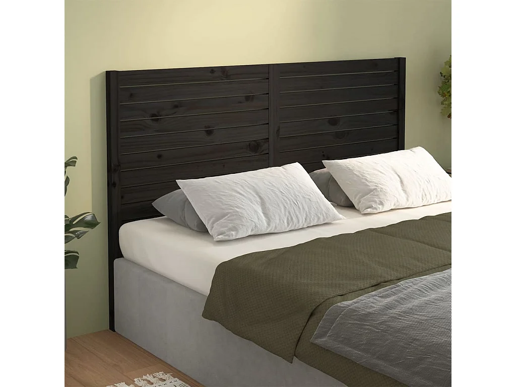 Tête de lit Noir 126x4x100 cm Bois massif de pin