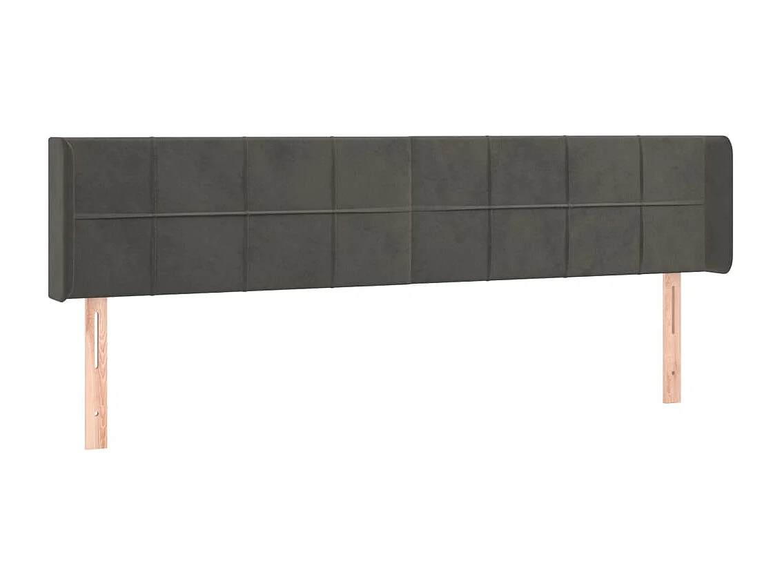 Kopfteil mit Ohren Dunkelgrau 203x16x78/88 cm Samt