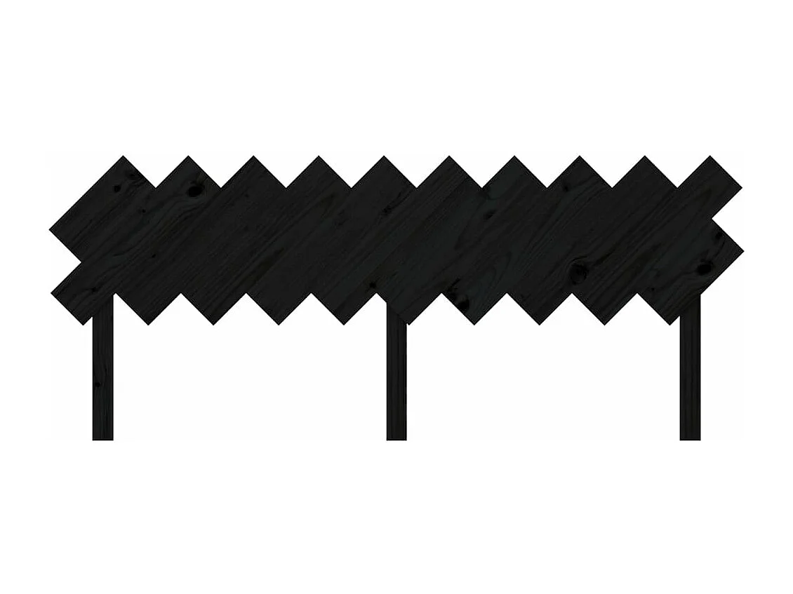 Tête de lit Noir 196x3x80,5 cm Bois massif de pin