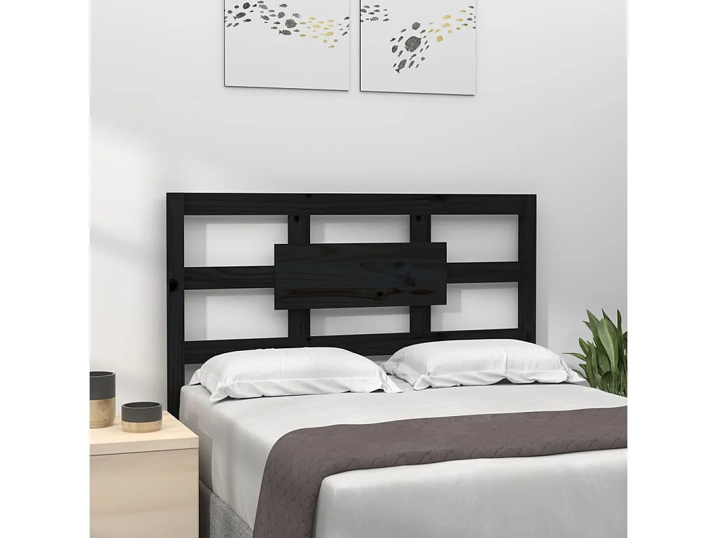 Tête de lit Noir 95,5x4x100 cm Bois massif de pin