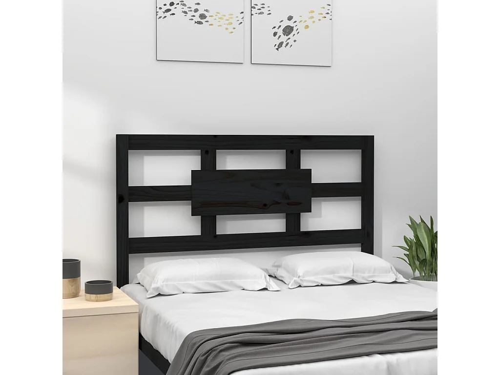 Tête de lit Noir 95,5x4x100 cm Bois massif de pin