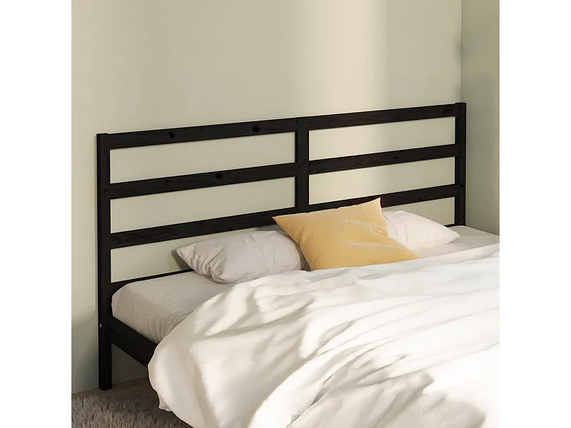 Tête de lit Noir 206x4x100 cm Bois massif de pin