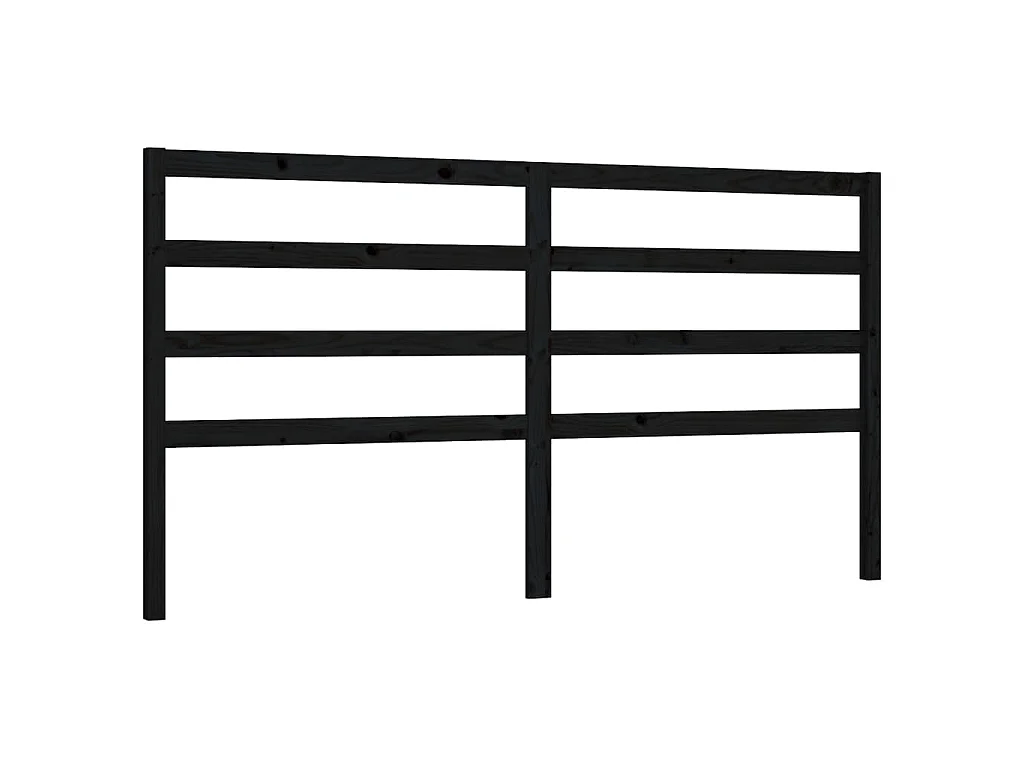 Tête de lit Noir 206x4x100 cm Bois massif de pin