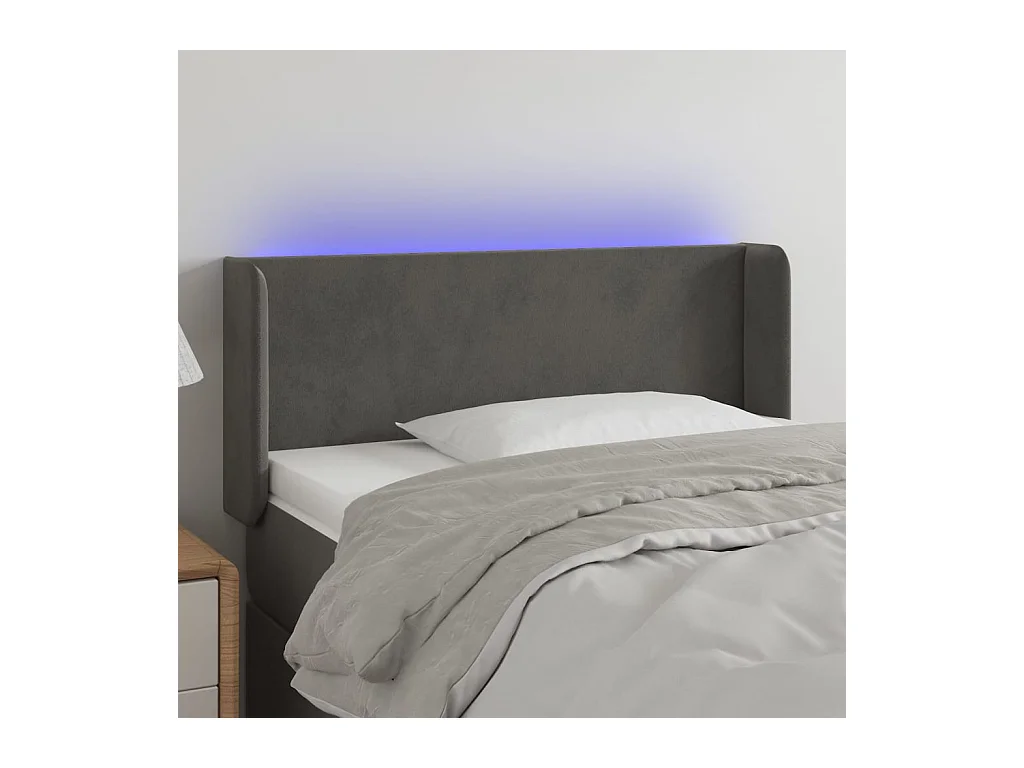 Hoofdbord LED 83x16x78/88 cm fluweel donkergrijs