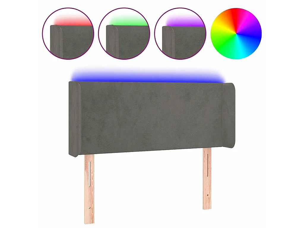 Testiera a LED Grigio Scuro 83x16x78/88 cm in Velluto