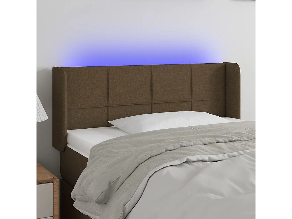 LED Kopfteil Dunkelbraun 93x16x78/88 cm Stoff