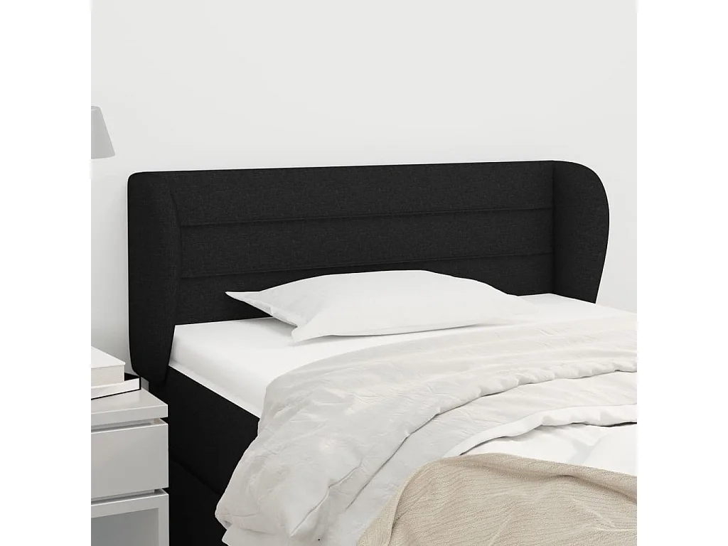 Tête de lit avec oreilles Noir 103x23x78/88 cm Tissu
