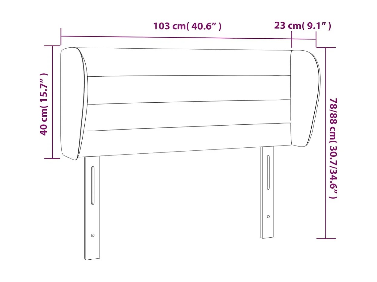 Tête de lit avec oreilles Noir 103x23x78/88 cm Tissu