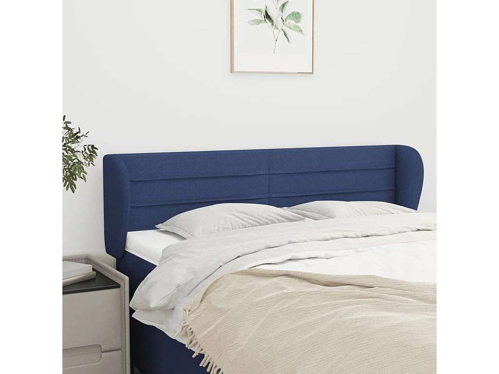 Tête de lit avec oreilles Bleu 147x23x78/88 cm Tissu