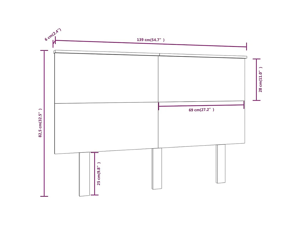 Tête de lit Marron miel 139x6x82,5 cm Bois massif de pin
