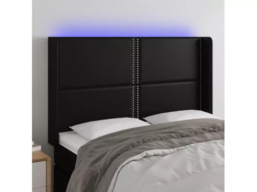 Kauf Unique LED Kopfteil Schwarz 147x16x118/128 cm Kunstleder