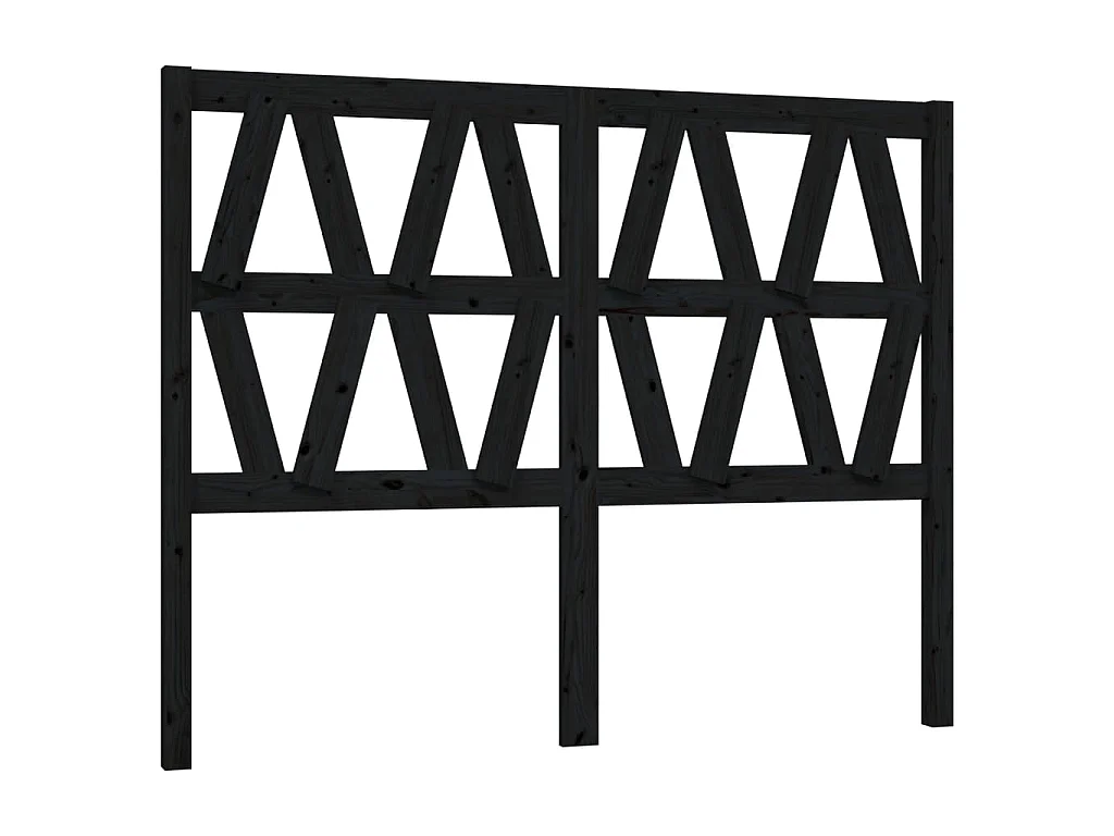 Tête de lit Noir 126x4x100 cm Bois massif de pin