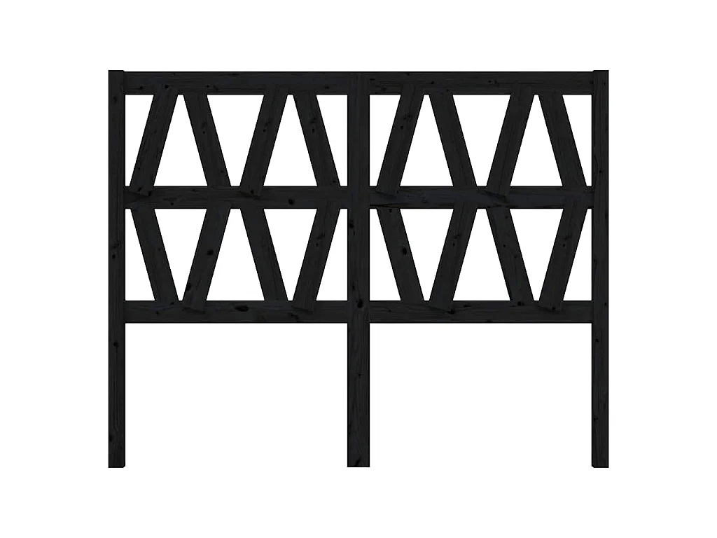Tête de lit Noir 126x4x100 cm Bois massif de pin