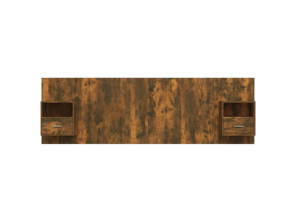 Testiera Letto con Comodini Rovere Fumo in Legno Multistrato