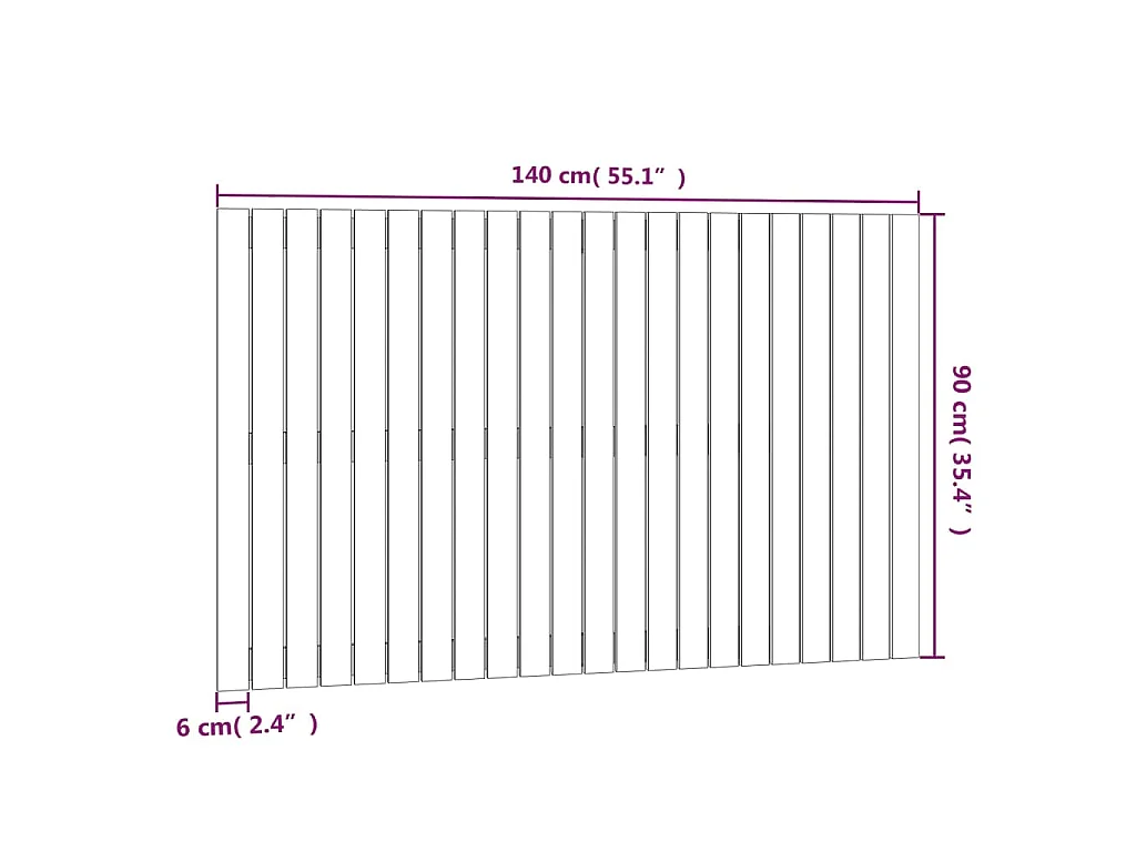Wandhoofdbord 140x3x90 cm massief grenenhout wit