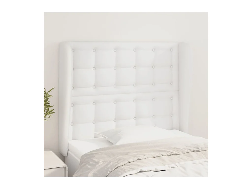 Tête de lit avec oreilles Blanc 83x23x118/128 cm Similicuir