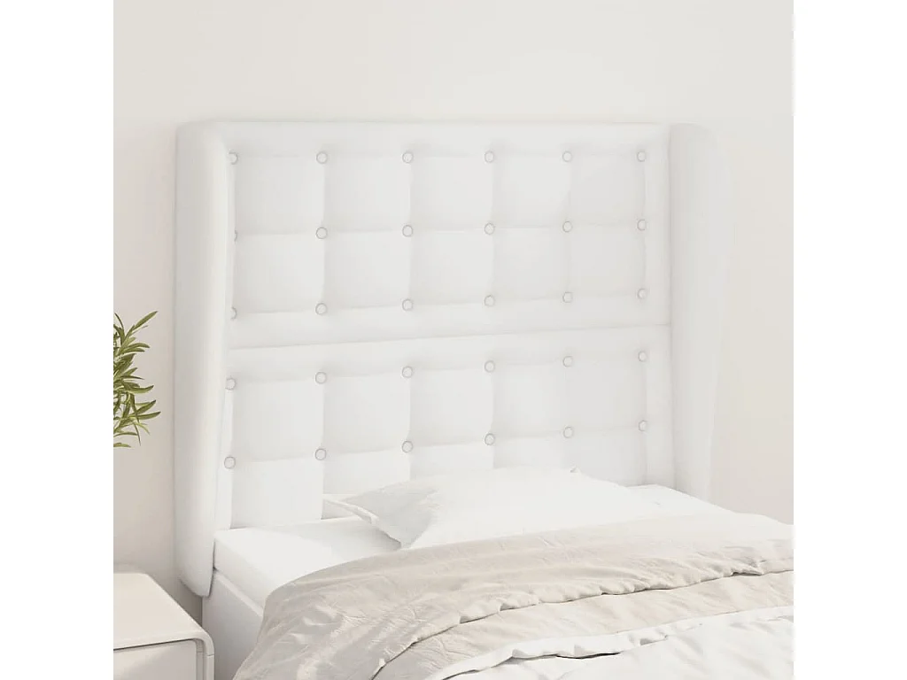 Hoofdbord met randen 83x23x118/128 cm kunstleer wit