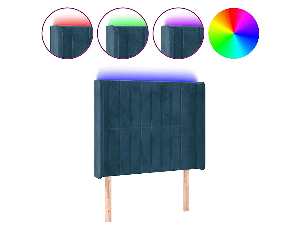 Tête de lit à LED Bleu foncé 103x16x118/128 cm Velours