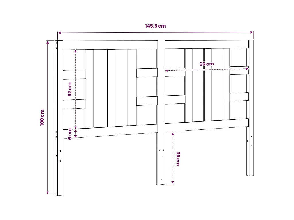 Cabecero de cama madera maciza de pino negro 146x4x100 cm