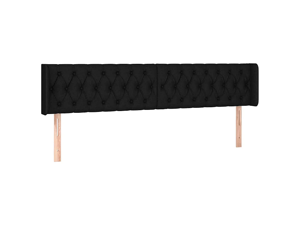 Tête de lit avec oreilles Noir 183x16x78/88 cm Tissu