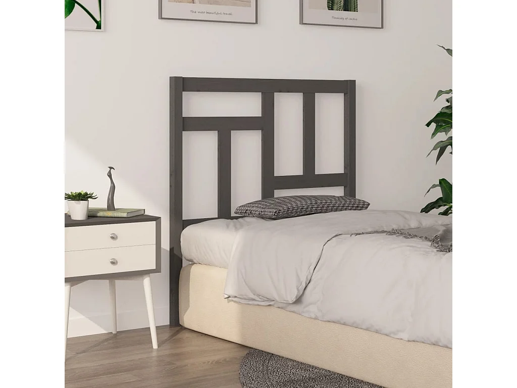 Tête de lit Gris 95,5x4x100 cm Bois massif de pin