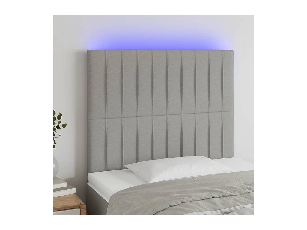 Tête de lit à LED Gris clair 90x5x118/128 cm Tissu