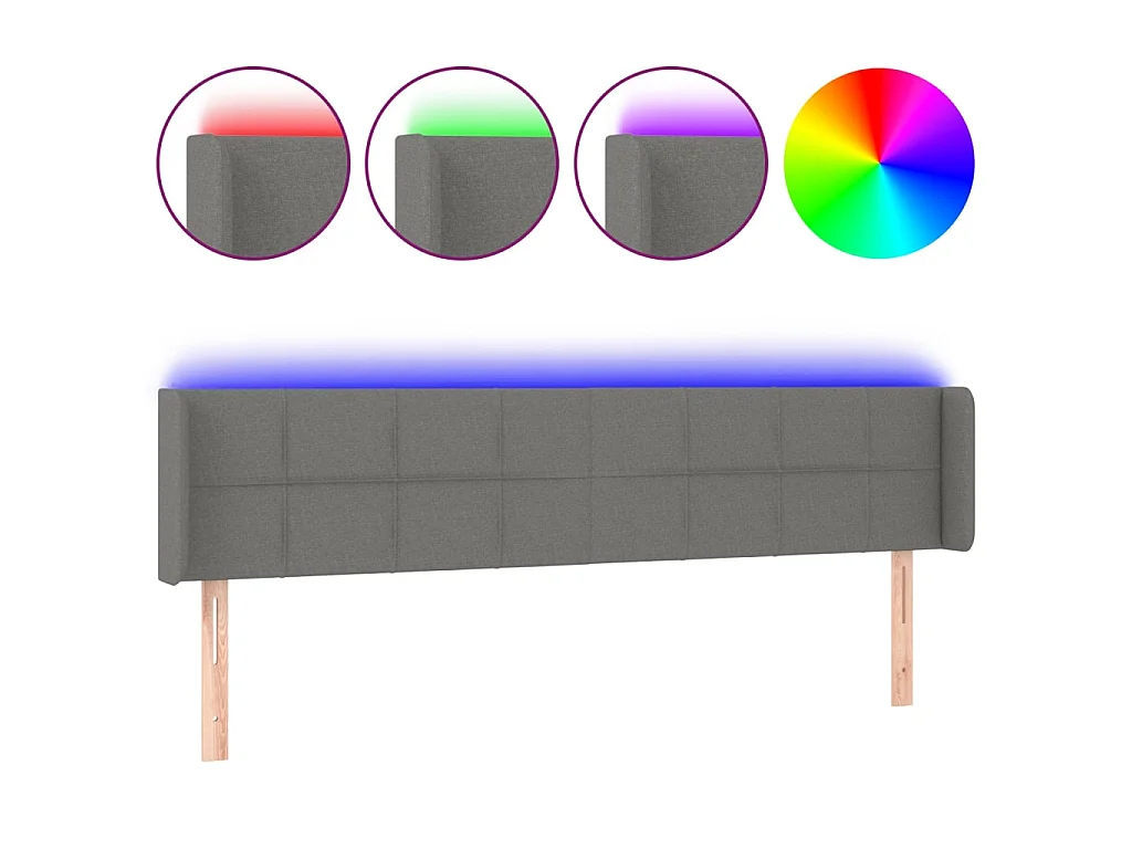 Cabecero con LED de tela gris oscuro 183x16x78/88 cm