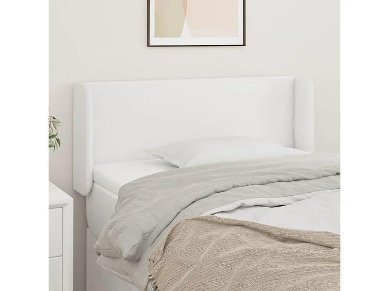 Kopfteil mit Ohren Weiß 83x16x78/88 cm Kunstleder