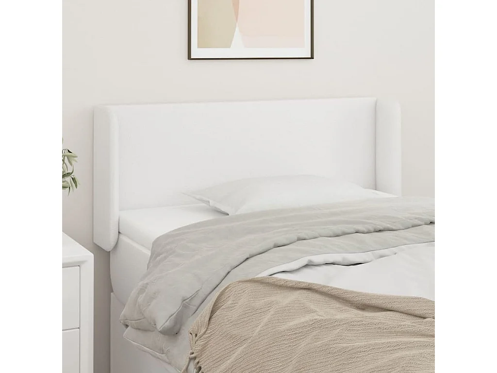 Kopfteil mit Ohren Weiß 83x16x78/88 cm Kunstleder