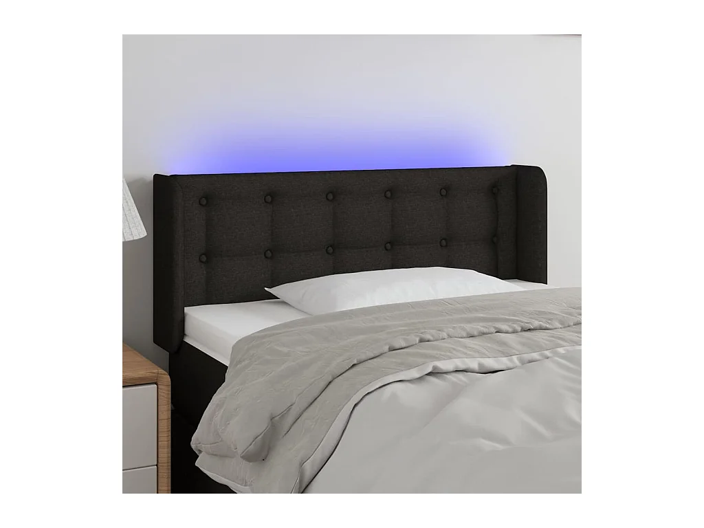 Tête de lit à LED Noir 83x16x78/88 cm Tissu