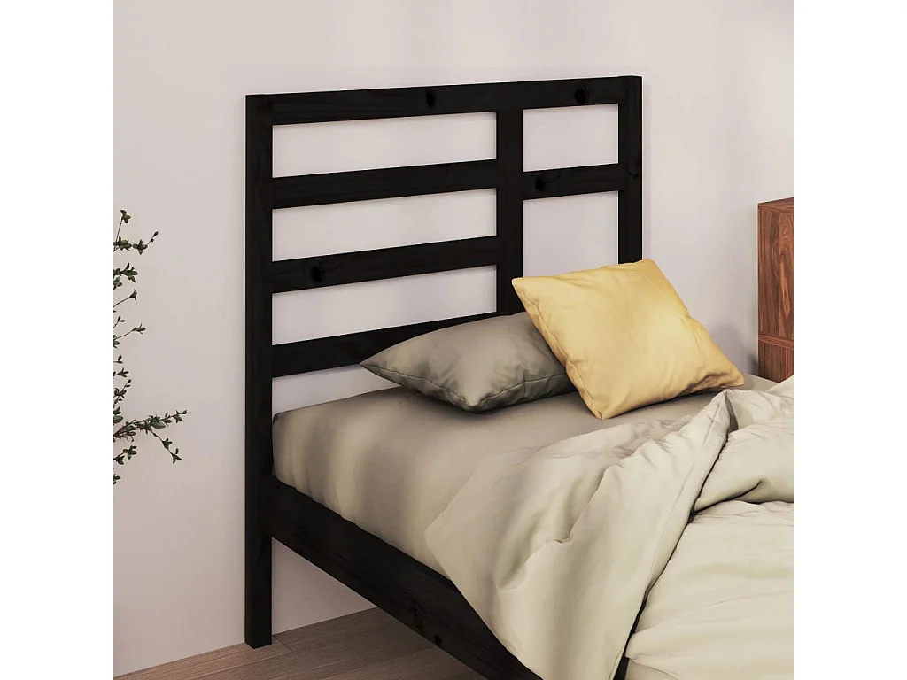 Tête de lit Noir 96x4x104 cm Bois massif de pin