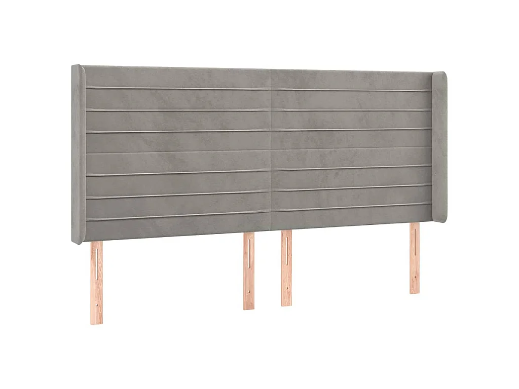 Testiera a LED Grigio Chiaro 203x16x118/128 cm in Velluto
